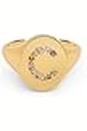 SINGULARU Anillo Personalizado Signet Letter Colors. Ajustable. Latón con Acabado Baño de de 18 Kt. Talla Unica. Joyas para Mujer. Letra C