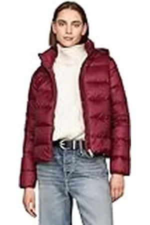 Tommy Hilfiger Cazadora Acolchada Mujer Down Casual Jacket con Capucha, Rojo (Deep Rouge), XXS