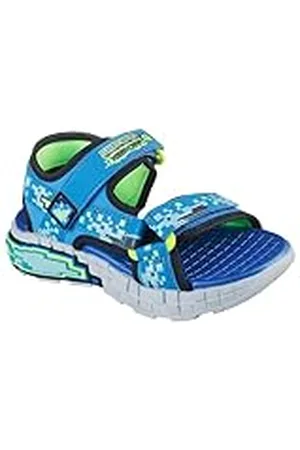 Skechers Mega-Splash 4K, Sandalias Planas Bebé-Niños, Blue/Lime, 21 EU