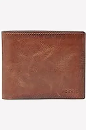 Fossil Billetero para hombre Derrick, Billetero de piel marrón 11.4 cm L x 2.5 cm A x 9.5 cm A ML3687200