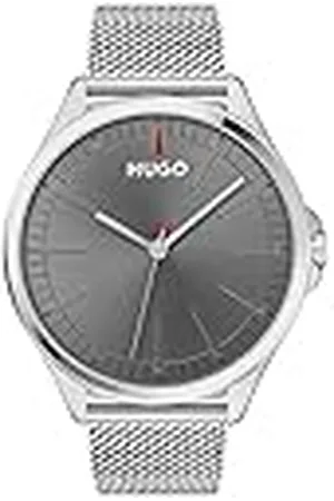 HUGO BOSS Reloj Analógico de Cuarzo para Hombre Colección #Smash con Correa de Malla de Acero Inoxidable Plateada - 1530135