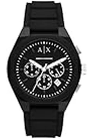 Armani Exchange Reloj hombre, movimiento cuarzo cronógrafo y caja 44mm con correa silicona