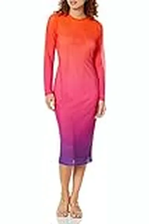 THE DROP Vestido para Mujer, Gene Midi de Malla de Manga Larga con Espalda Abierta, , XXS