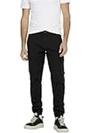 Only & Sons Onscam Stage Cargo Cuff Pg 6687 Pantalones, Negro, 32W x 34L para Hombre