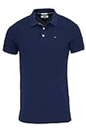 Tommy Hilfiger Piqué P Camiseta Polo con Cierre de 3 Botones, Azul , S para Hombre