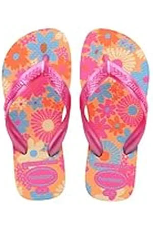 Havaianas Kids Flores, Chanclas, Cómodas, Duraderas y Divertidas, Suela con Estampado Floral, Tiras Metalizadas y Suela Antideslizante, Niñas