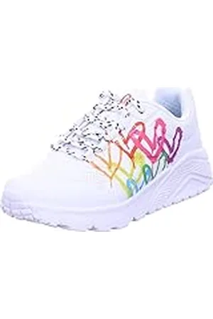 Skechers UNO LITE LOVE BRIGHTS, Zapatillas para Niñas, White Pu/Multi Trim, 38 EU