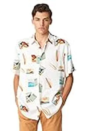 Koton Short Sleeve Shirt Summer Themed Surf Detailed Classic Neck, Camisa Hombre,