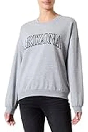 Pieces® Pcfreya LS Oversize Sweat Sudadera, Gris Melange/Estampado: Negro, XS para Mujer