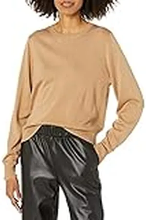 THE DROP Sudadera cálida de cuello redondo Irina para Mujer, Praliné., 4X Grande