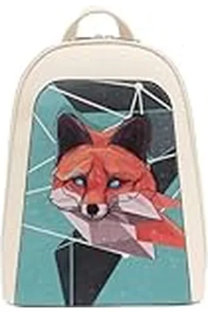 Dogo Femme Cuir Vegan Crème Fait Main et Mode Sac à dos - Red Fox Motif