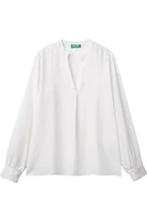 Benetton Blusa 59wjdq097 Camisa, Color Blanco, L Mujeres