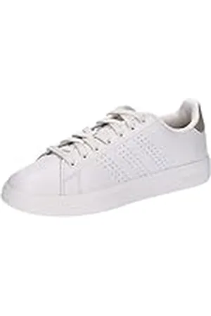 adidas Advantage Premium Leather Shoes, Zapatos Mujer, Chalk White/Chalk White/Champagne Met, 42 2/3 EU