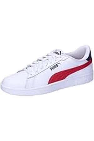 PUMA Smash 3.0 L JR, Sneaker, White-Club Red-Club Navy, 39 EU