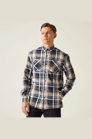 Regatta Camisa de Cuadros de Manga Larga Thamos para Hombre, sostenible Coolweave Algodón