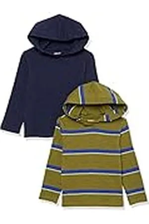 Amazon Camiseta Ligera de Manga Larga con Capucha Niño, Pack de 2, , 4 años