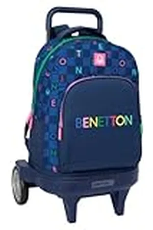 Safta BENETTON DAMERO - Mochila Grande con Ruedas, Compact Evolución, Extraíble, Ideal para Niños de Diferentes Edades, Cómoda y Versátil, Calidad y Resistencia, 33x22x45 cm
