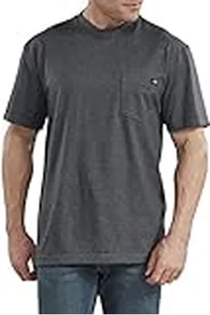 Dickies Camiseta Gruesa de Manga Corta con Cuello Redondo para Hombre, Gris carbón Jaspeado, Large