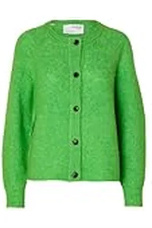 SELECTED Slflulu LS Knit-Cárdigan Corto B Noos Suéter, Verde clásico/Detalle: Mezcla, XS para Mujer