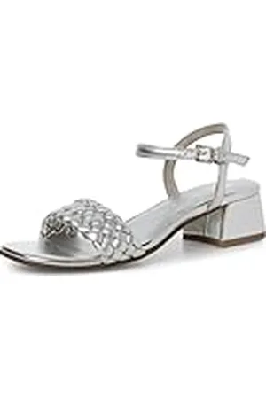 Marco Tozzi Damen Sandale 2-28390-44, Sandalia Mujer, Plata, 41 EU