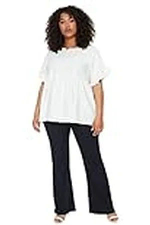Trendyol Women Normal Waist Leg Flare Plus Size Trousers Pantalones, , XX-Large más para Mujer