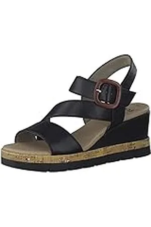Jana 8-28370-20, Sandalia con talón Mujer, Black, 36 EU Ancho