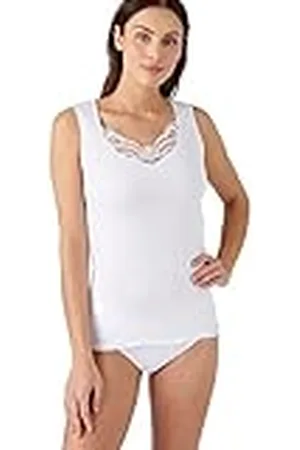 Damart Camiseta de Tirantes de canalé Fino con guipur Thermolactyl Ropa Interior, , Large para Mujer