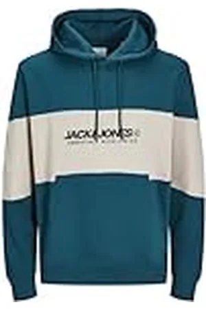 JACK & JONES Jjelegacy Blocking Sudadera con Capucha Noos, Azul Oscuro/Detalle: Bloqueo, XS para Hombre