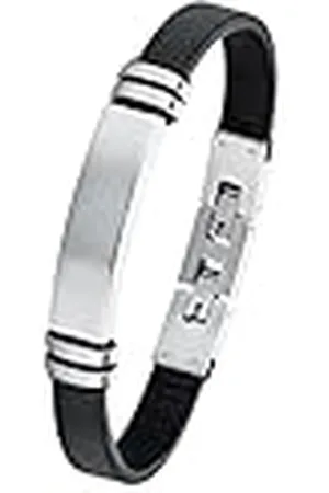 QS by s.Oliver Ident brazalete de acero inoxidable para hombre, 20+1.5 cm, plata, Se entrega en caja de regalo