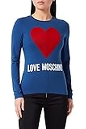 Moschino Corte Entallado, Manga Larga con Gran corazón con Costuras y Logotipo de impresión de Agua Camiseta, , 46 para Mujer