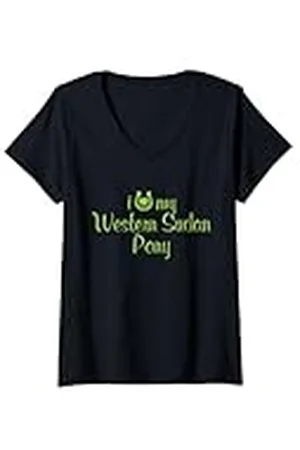 Hip Mujer Entrenador de espectáculos ecuestres «I Love My Western Sudan Pony Horse» Camiseta Cuello V