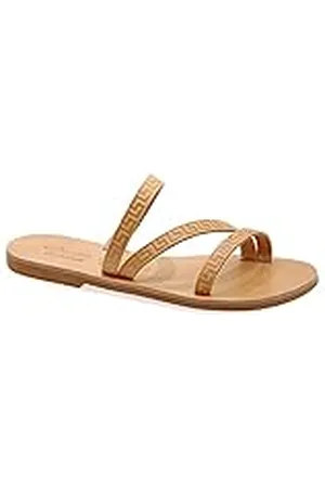 Emmanuela Handcrafted For You Emmanuela - Sandalias planas de cuero griegas antiguas hechas a mano con Meanders, zapatos de verano con tiras para mujer, deslizadores de punta abierta, estilo boho chic, , 40 EU