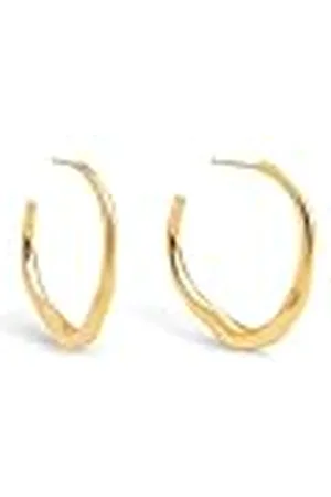 SINGULARU Pendientes Aro Odette Acero con Acabado en Baño de 18Kt. Estilo Maxi Acabado Orgánico. Joyas para Mujer