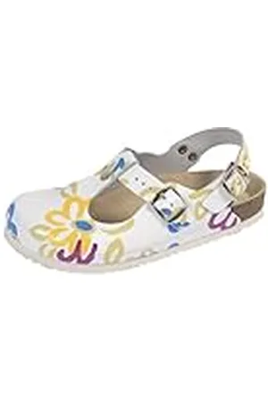 Weeger Clog m. Fersenriemen, Zuecos de Trabajo Mujer, Blanco (Weißmulti Weiß Multi), 37 EU