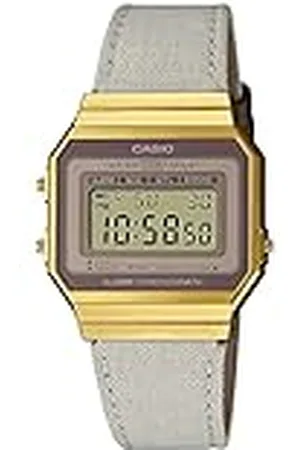 Casio Reloj Cuarzo Mujer 37.40mm con dial Digital Clear y Correa de Fabric Strap Beige A700WEGL-7AEF