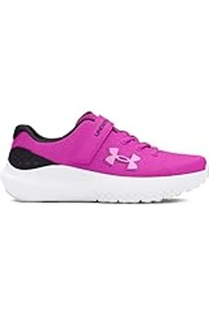 Under Armour UA GPS Surge 4 AC Zapatillas para Correr con Malla Transpirable para niña, Deportivas de niña para educación física, Color Magenta vívido/Negro/Rosa Estelar
