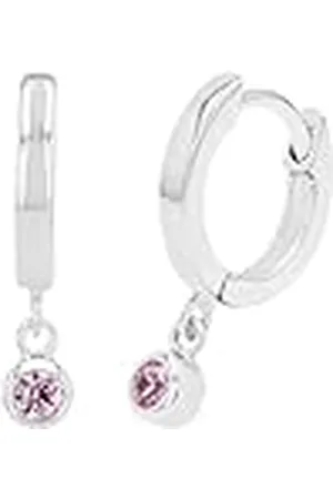 QS by s.Oliver Creoles Plata de Ley 925 Joyas de Orejas para Niñas, con circonita cúbica sintética, 1.7 cm, Plata, Viene en Caja de Regalo de joyería
