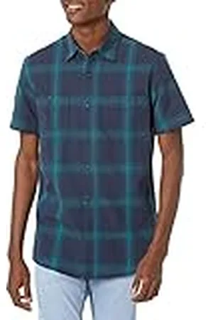 Amazon Camisa de Manga Corta de Corte Regular en Chambray Hombre, , XXL