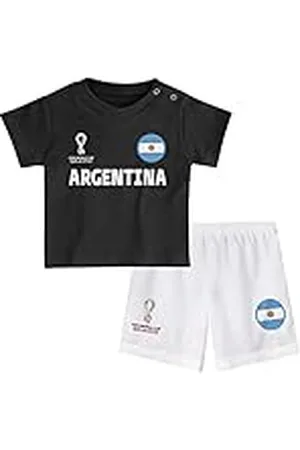 FIFA Unisex Kinder Official World Cup 2022 Tee & Short Set, Toddlers, Argentina, Alternate Colours, Age 3, Black, Medium