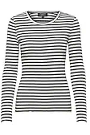 SELECTED Slfanna LS Crew Neck tee Str S Noos Manga Larga, /Blanco, M para Mujer