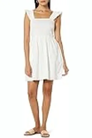 THE DROP Kari Ruffled-Shoulder Smocked Mini Dress Vestidos, , XL