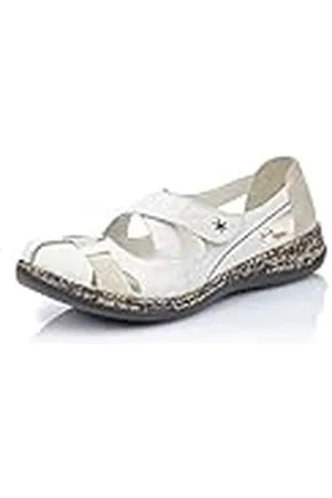 Rieker 46367, Bailarinas Mujer, Weiß (Weiss/Grey / 80), 36 EU