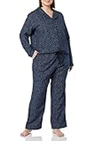 Amazon Conjunto de Pijama de Franela con Botones en la Parte Delantera y Manga Larga Mujer, , L