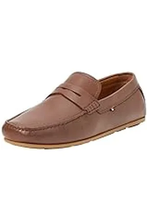 Tommy Hilfiger Mocasín de Piel para Hombre Casual Leather Driver, Marrón (Winter Cognac), 42