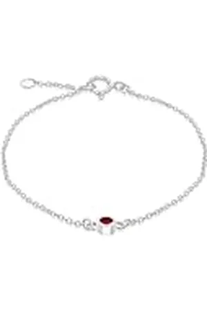Amazon Pulsera ajustable de esterlina con circonita roja, piedra natal de julio, 16 a 18 cm