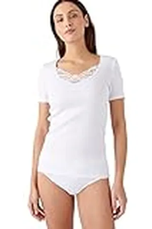 Damart Camiseta de Manga Corta de canalé Fino guipur Thermolactyl Blanc M Mujer