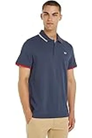 Tommy Hilfiger Men Short-Sleeve Polo Shirt Reg Flag Regular Fit, Blue (Twilight Navy), S