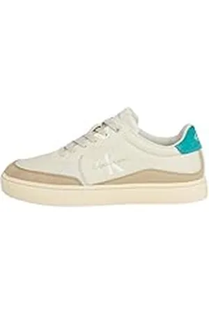 Calvin Klein Jeans Zapatillas para Hombre Sneaker de Piel, Beige (Eggshell/Travertine/Fanfare), 40