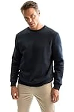 DeFacto Sweatshirts-Bequeme Sweatshirt Herren Pullover Sudadera, Marina Militar, M para Hombre
