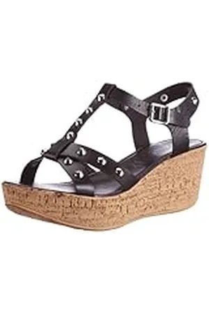 QS by s.Oliver Casual, Sandalias con Plataforma Mujer, Negro-Schwarz (Black 1), 36